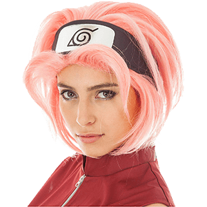 Naruto Peluca Sakura Haruno Traje Accesorio Rosa